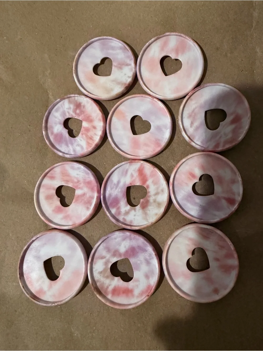Happy Planner Mini 1” Pink Marble Heart Plastic Disc Set 10 Planner Discs